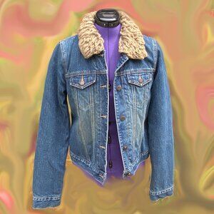 Large Abercrombie and Fitch faux fur lined Jean Jacket